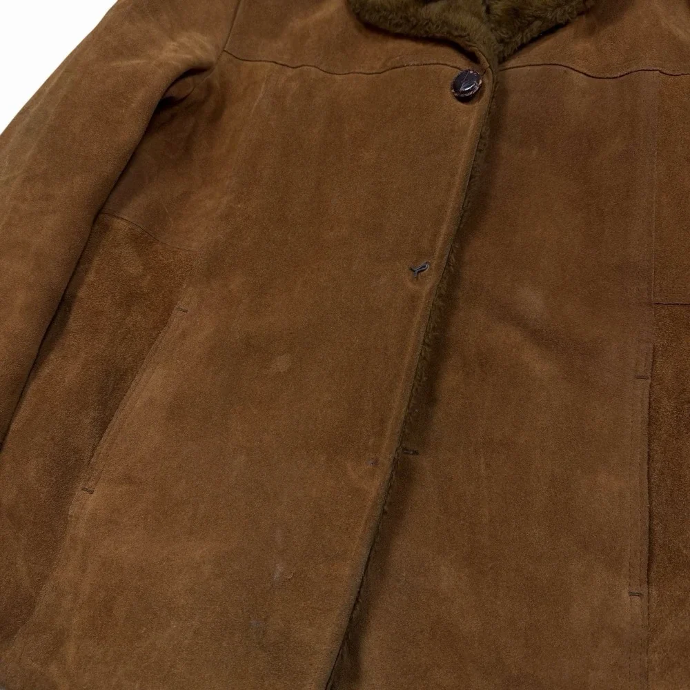 Vintage Silton California‎ Coat Suede Leather Jacket Fur Lined Men's Size 46